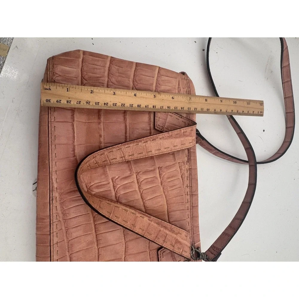 Vintage Y2K 90s 2000s Fossil Pink Alligator Leather Shoulder Club Hobo Bag Purse